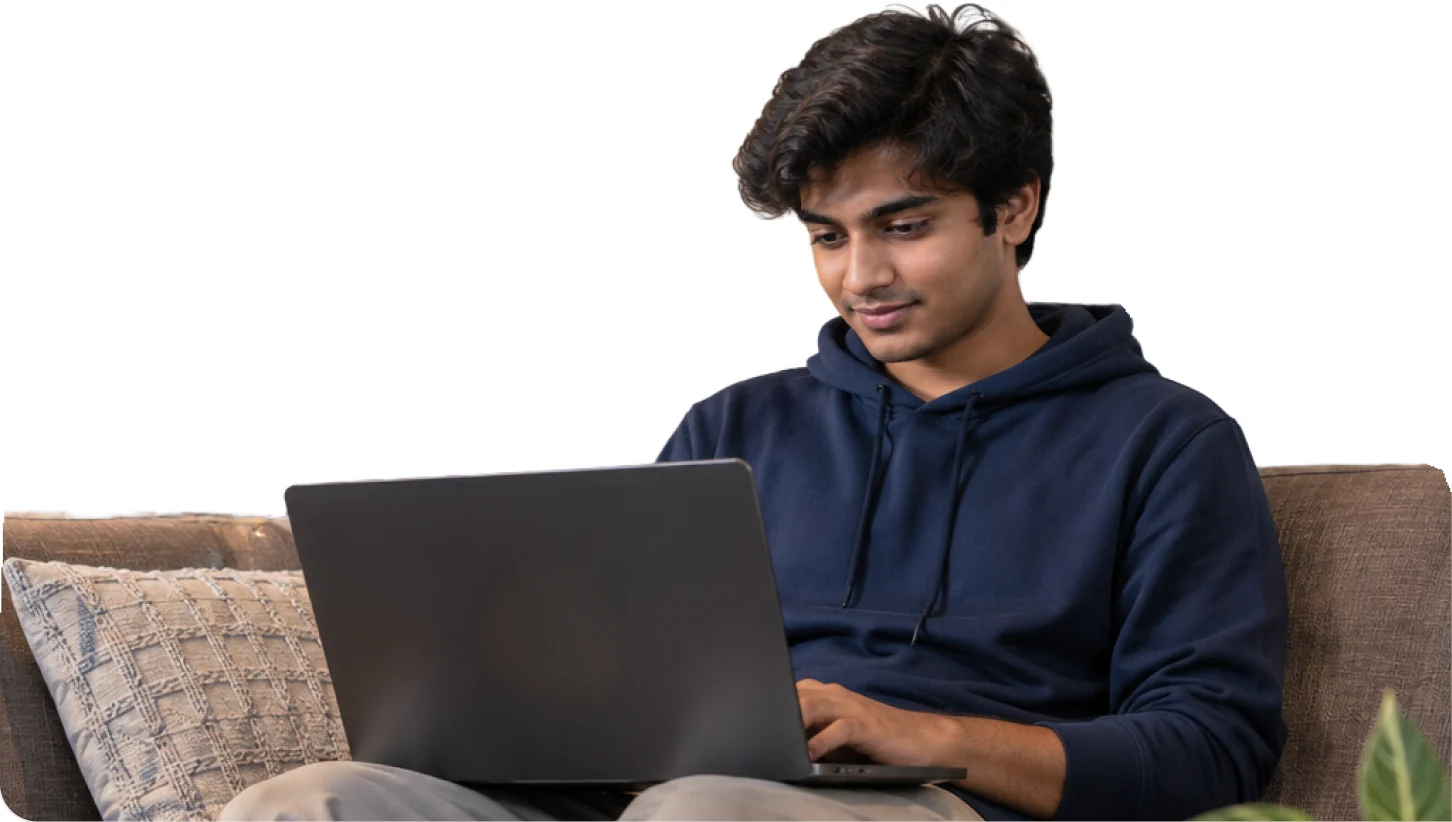Student learning on a laptop